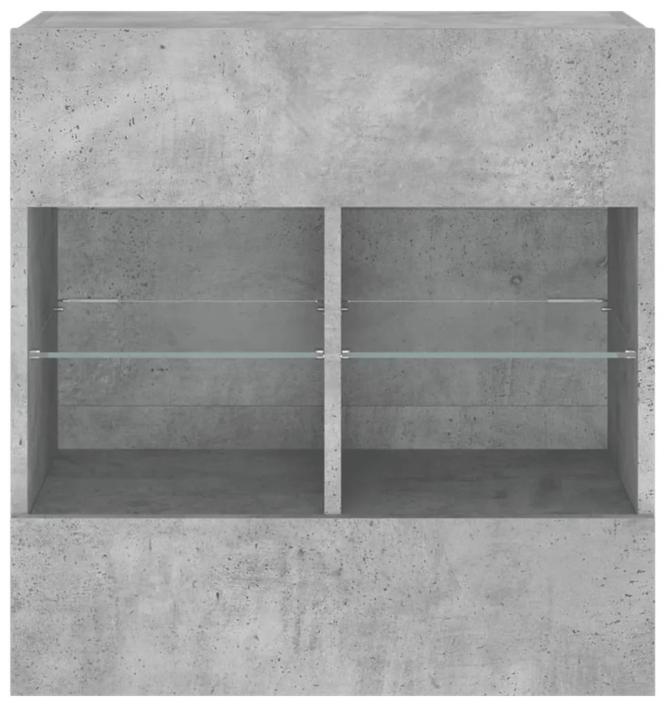 Móvel parede p/ TV c/ luzes LED 58,5x30x60,5 cm cinza cimento