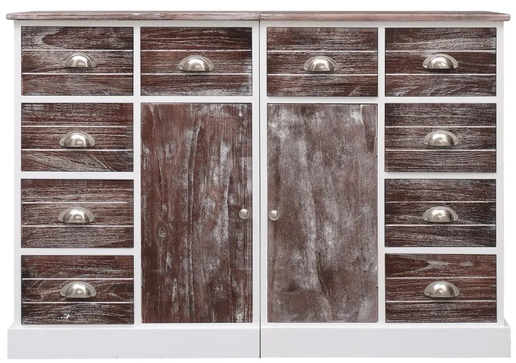 Aparador com 10 gavetas 113x30x79 cm madeira castanho