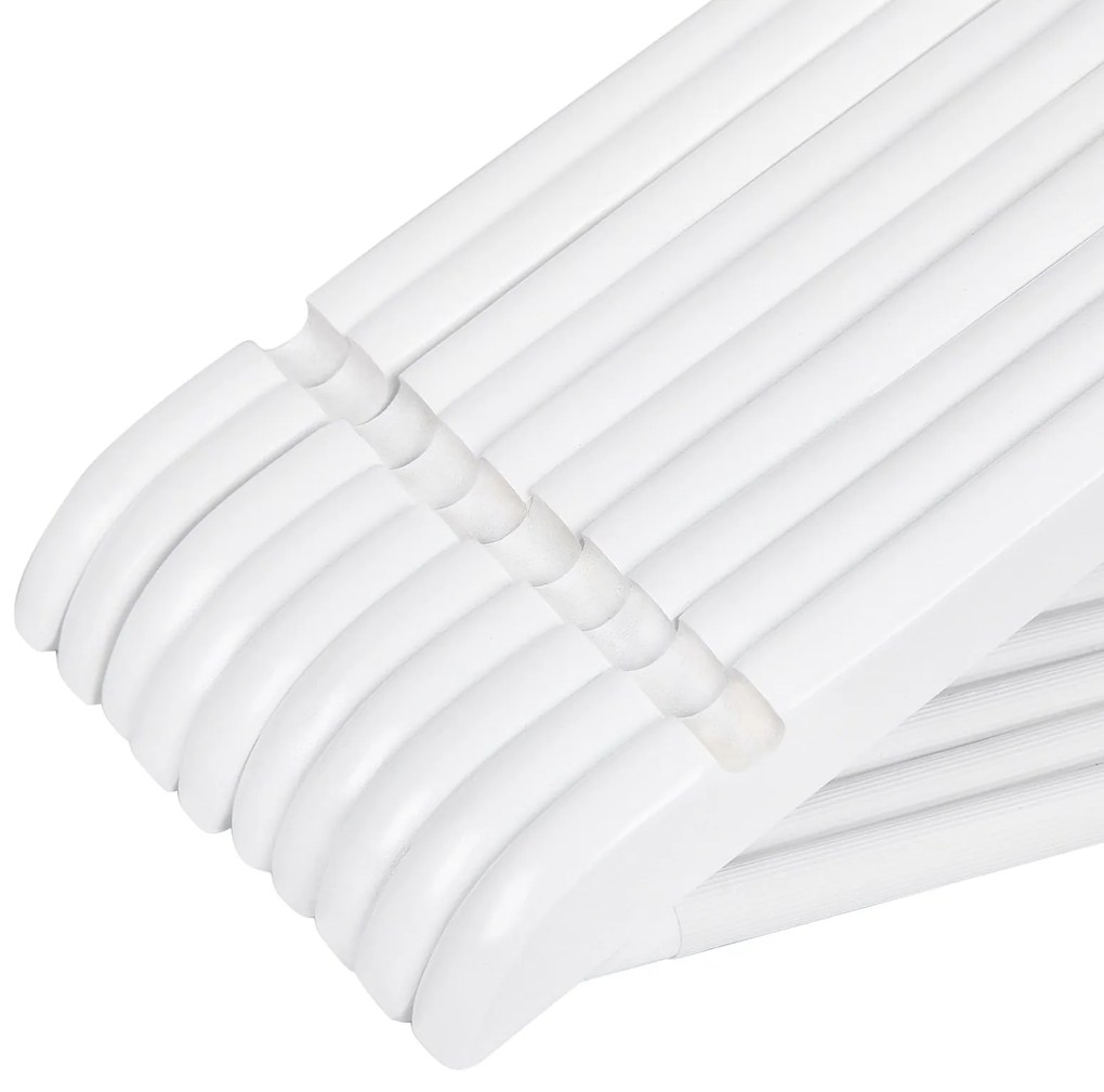 Conjunto de 50 cabides de madeira 44,5 x 23 cm branco + prateado