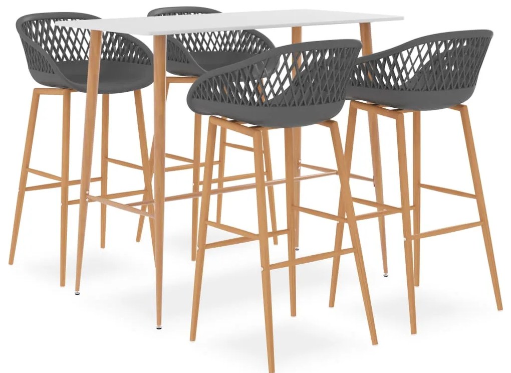 vidaXL 5 pcs conjunto de bar branco e cinzento