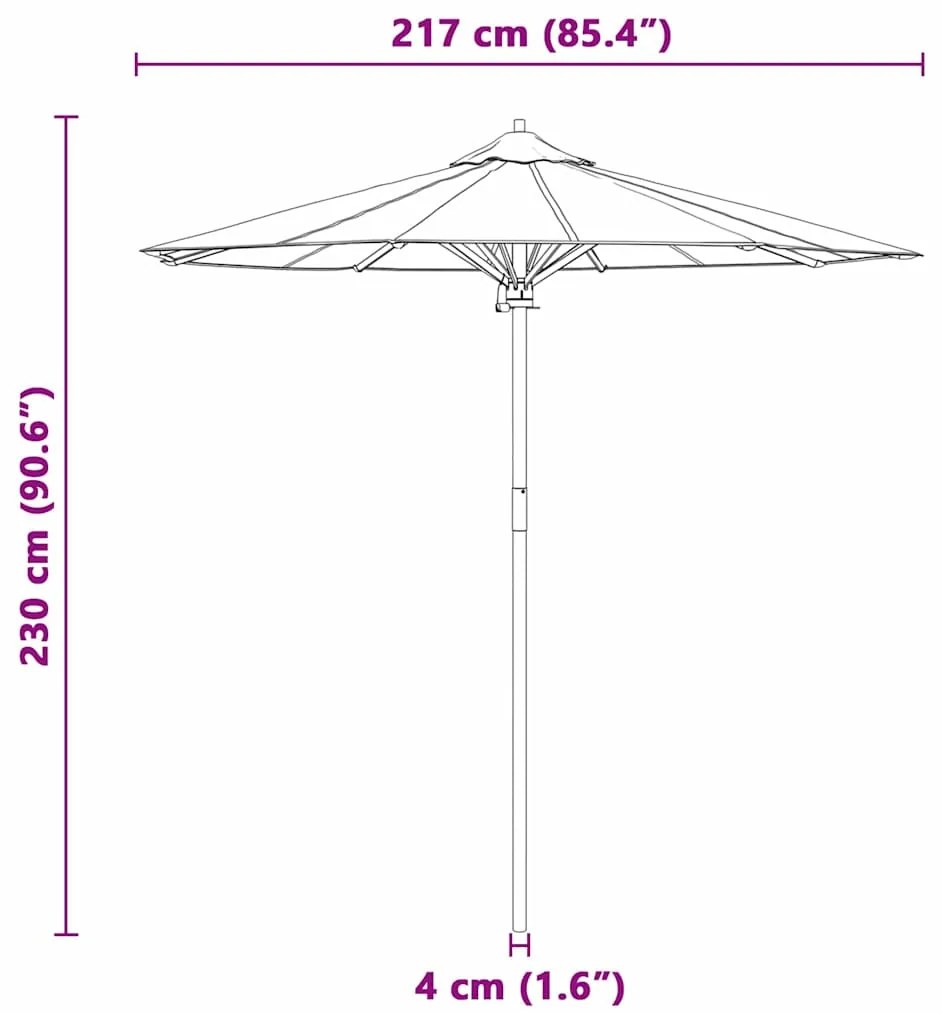 Parasol de Jardim Branco Creme 217x230 cm de Bambu