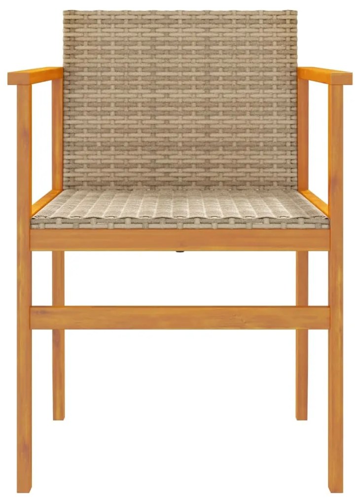 Cadeiras de jardim 2 pcs vime PE/madeira maciça bege