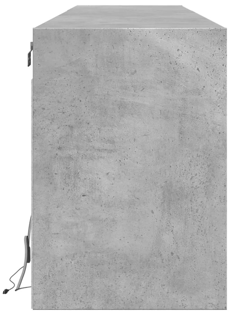 Móvel de parede p/ TV c/ luzes LED 180x31x45 cm cinza cimento