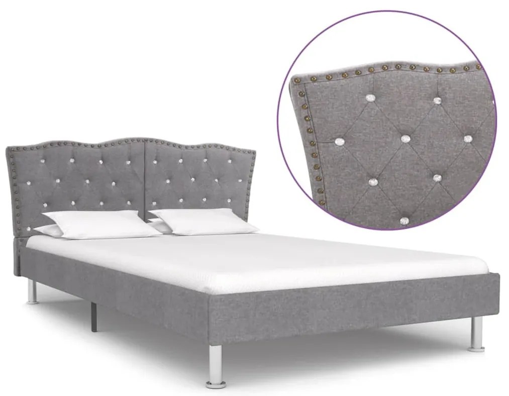 vidaXL Estrutura de cama em tecido 140x200 cm cinzento-claro