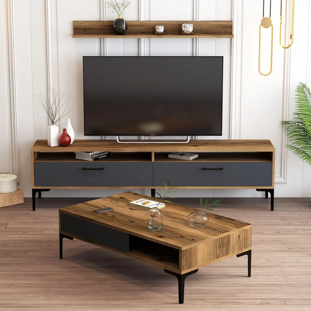 Conjunto de Mobiliário para Sala de Estar Istanbul – Nogueira e Antrac
