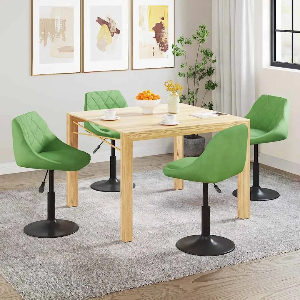 vidaXL Cadeiras de jantar giratórias 4 pcs veludo verde-claro