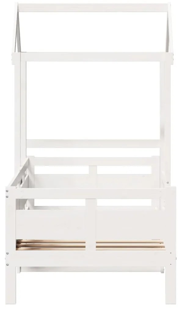Sofá-cama com telhado 90x200 cm madeira de pinho maciça branco