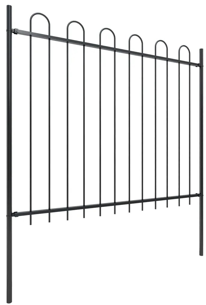 Cerca de jardim com topo em aros 6,8x1,5 m aço preto