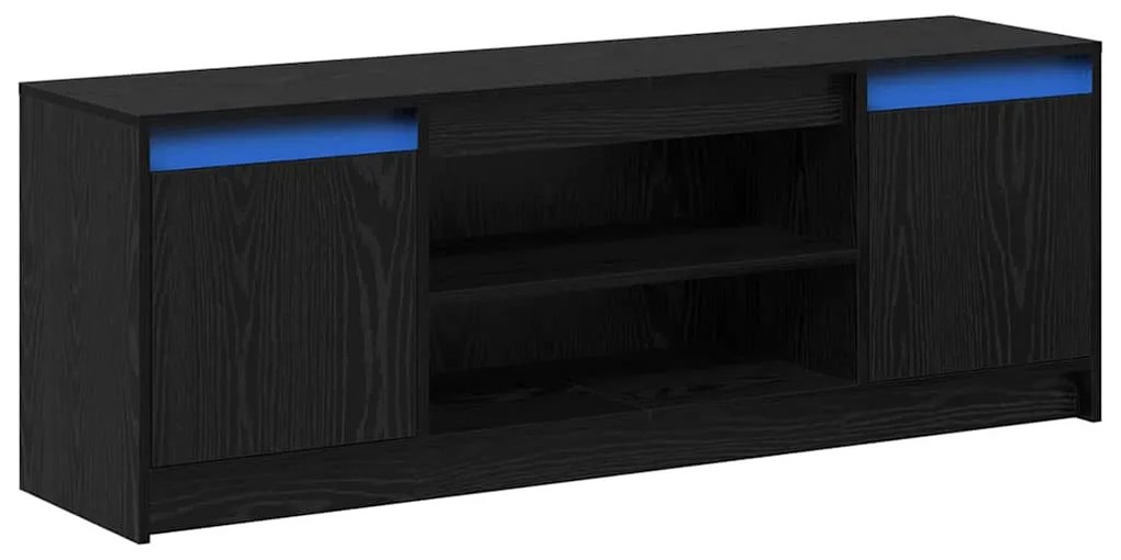 Armário de TV com LED em carvalho preto, 139,5x34x50 cm, feito de made