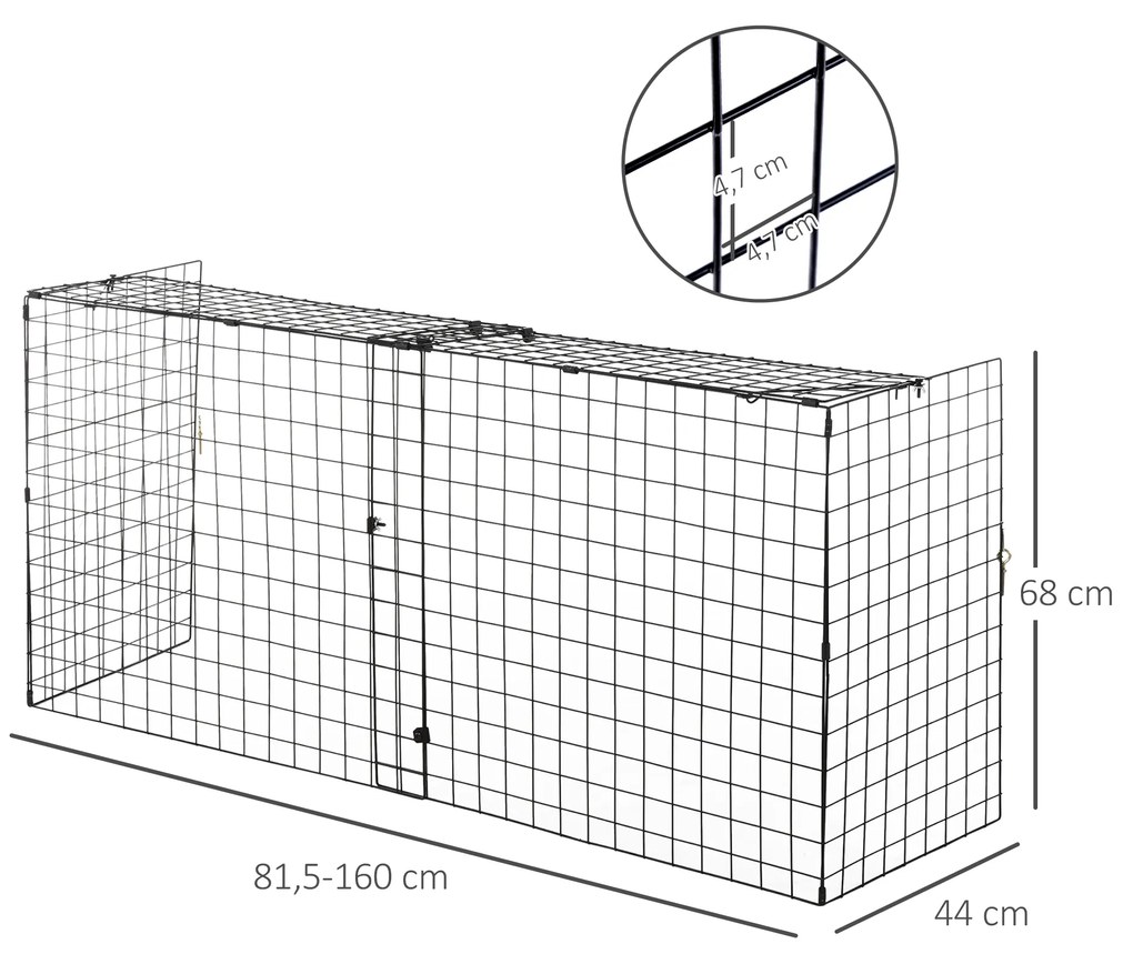 Protetor de Lareira com Comprimento Ajustável Barreira de Segurança para Lareira com Grade de Metal 81,5-160x44x68cm Preto