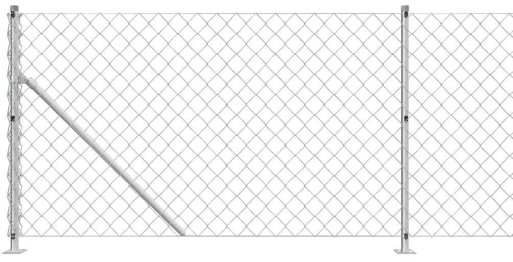 Cerca de arame com flange 1,1x10 m prateado