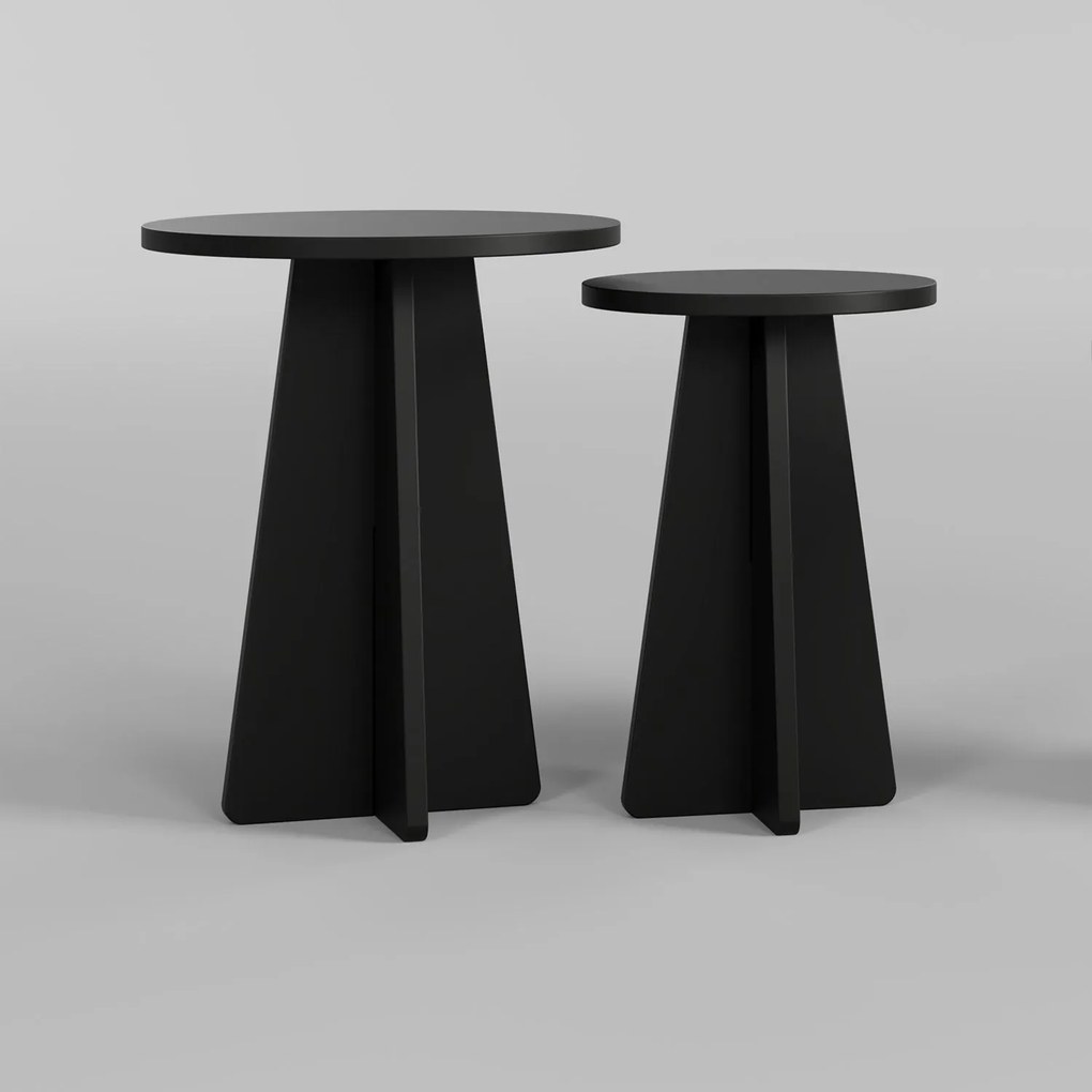 Conjunto de Mesas de Café Mushroom – Preto – 40x50x40 cm / 30x45x30 cm