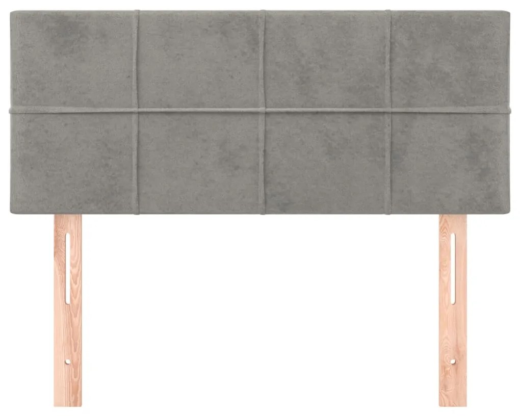 Cabeceira de cama veludo 100x5x78/88 cm cinzento-claro