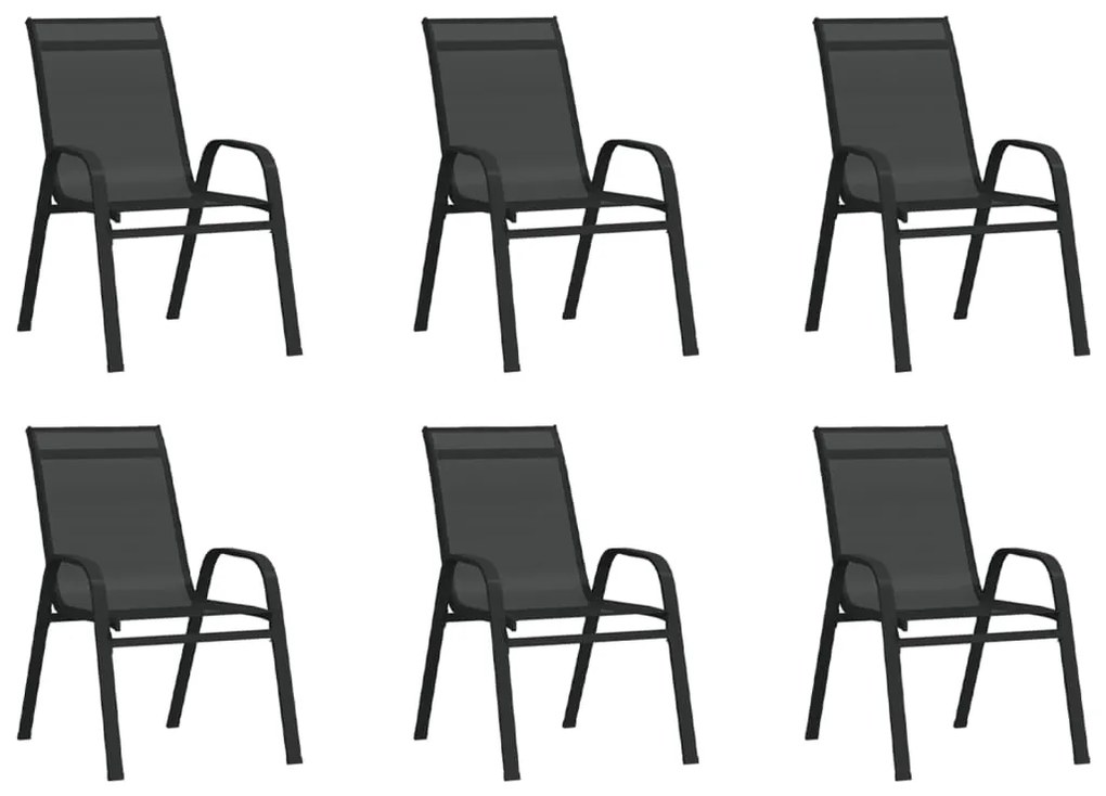 vidaXL Cadeiras de jardim empilháveis 6 pcs textilene preto