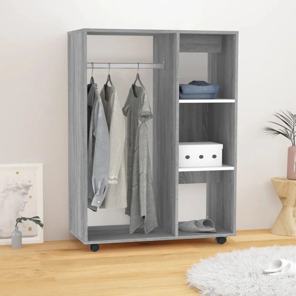 815979 vidaXL Roupeiro 80x40x110 cm derivados de madeira cinzento sonoma