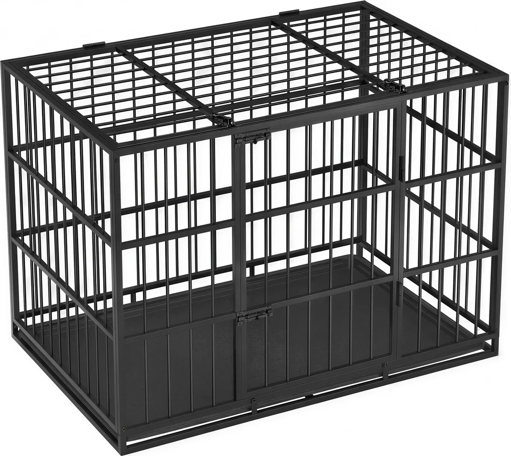 Gaiola para cães 107 x 70 x 75 cm altamente resistente de tamanho médio e grande, com tabuleiro removível preta