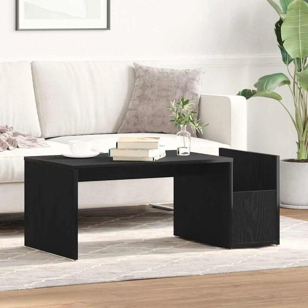 Mesa de Centro vidaXL Preta Carvalho 90x45x35 cm em Madeira de Engenha