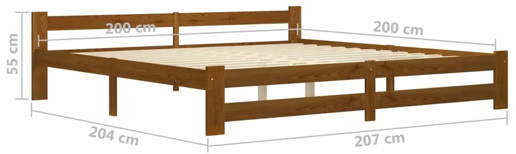 Estrutura de cama 200x200 cm pinho maciço castanho mel