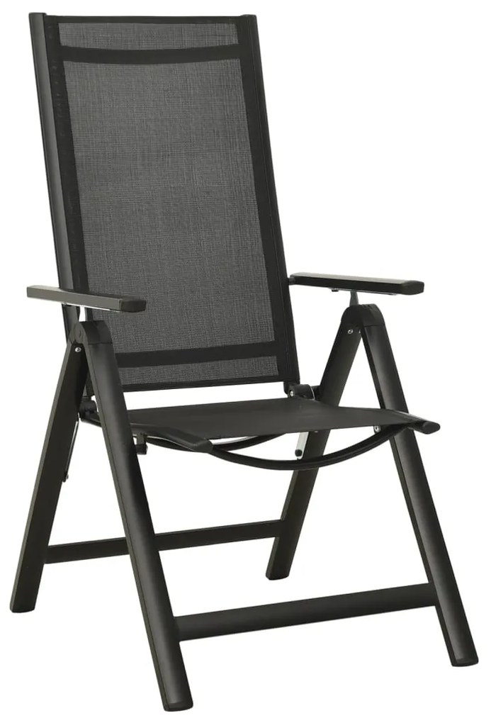 Cadeiras de jardim dobráveis 2 pcs textilene e alumínio preto