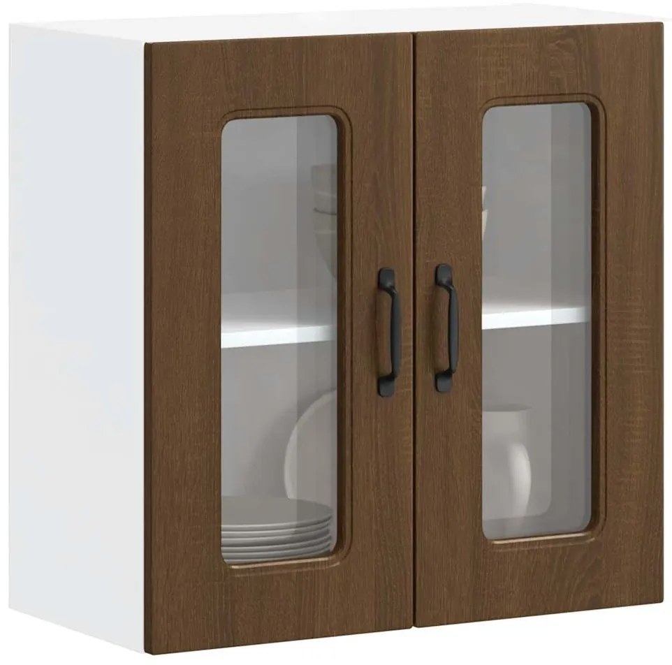 vidaXL Armário de parede cozinha porta vidro Kalmar carvalho castanho