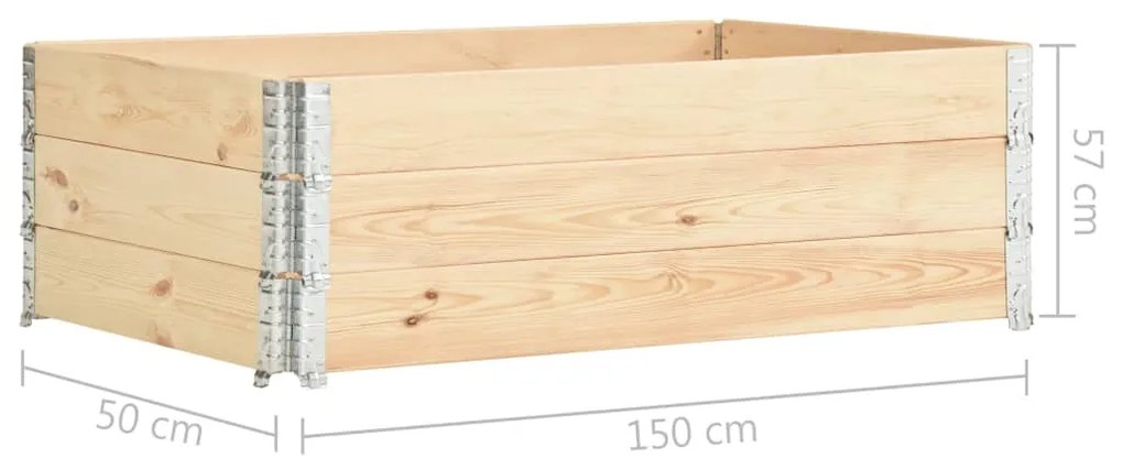 Canteiros elevados 3 pcs 50x150 cm madeira de pinho maciça