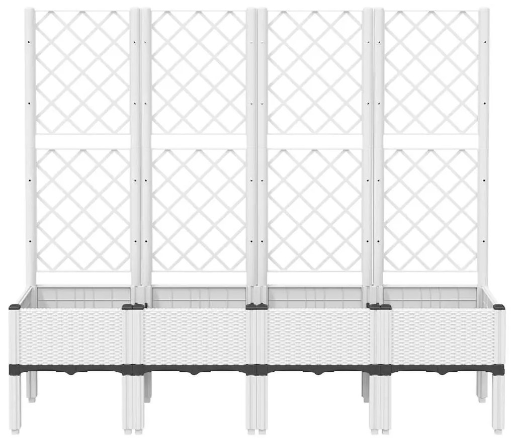 Vaso/floreira de jardim c/ treliça 160x40x142 cm PP branco