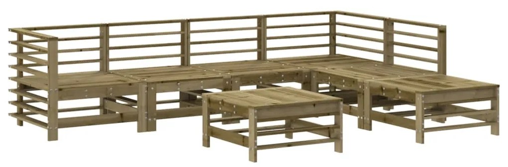 7 pcs conjunto lounge de jardim c/ almofadões pinho impregnado