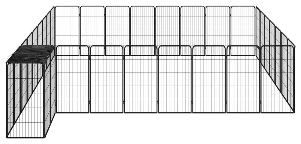 Parque p/ cães c/ 34 painéis 50x100 cm aço revestido a pó preto
