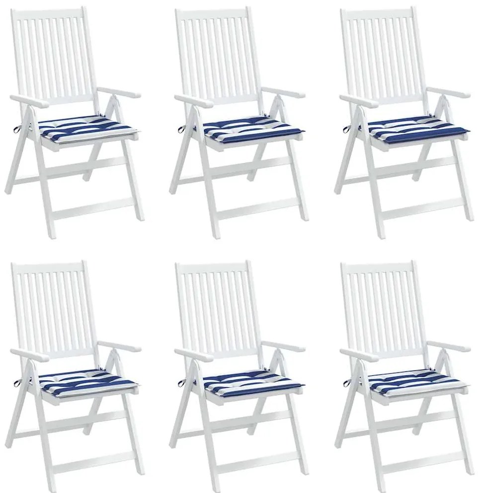 Almofadões p/ cadeira 6pcs 40x40x4 cm tecido riscas azul/branco