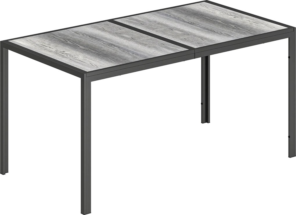 Outsunny Mesa de Jardim para 4 a 6 Pessoas Mesa de Jantar Exterior com Tampo com Efeito Madeira 150x80x74 cm Cinza | Aosom Portugal