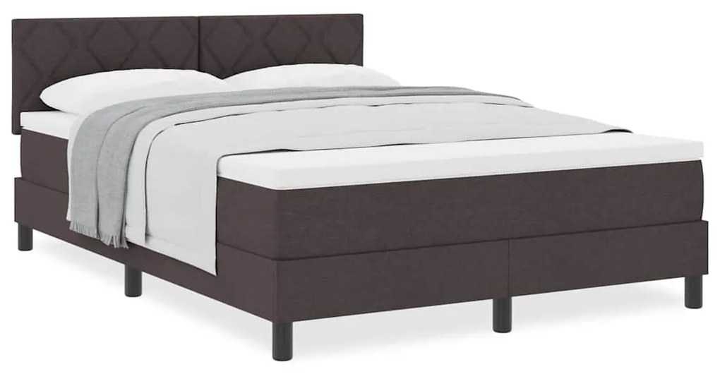 Cama Box Spring com Colchão Castanho Escuro 140x200 cm Tecido