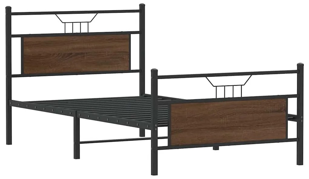 Estrutura de cama sem colchão 107x203 cm carvalho castanho