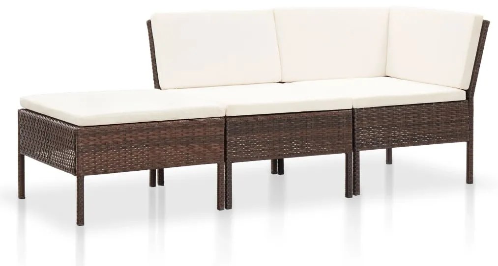 8 pcs conjunto lounge jardim c/ almofadões vime PE castanho