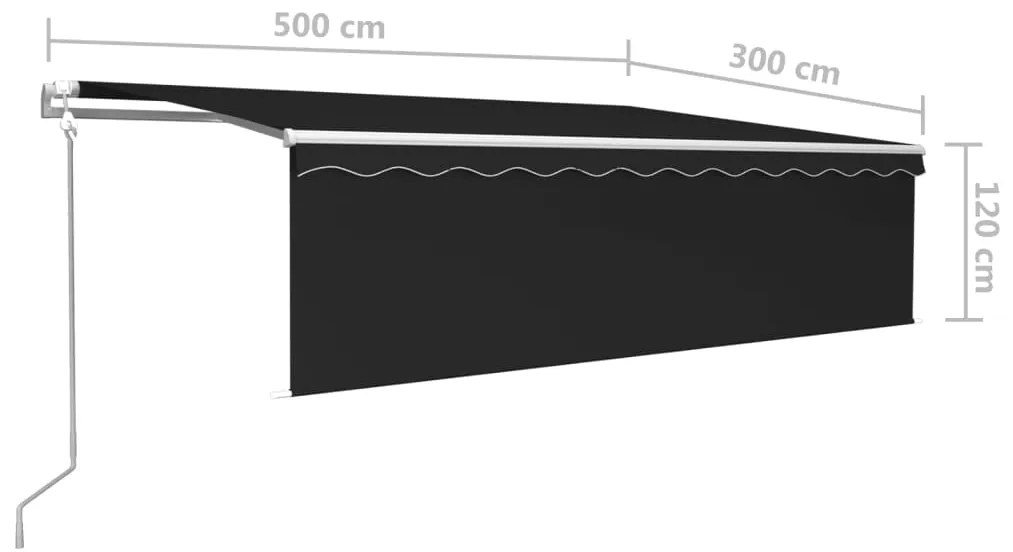 Toldo automático com estore/LED/sensor de vento 5x3 m antracite