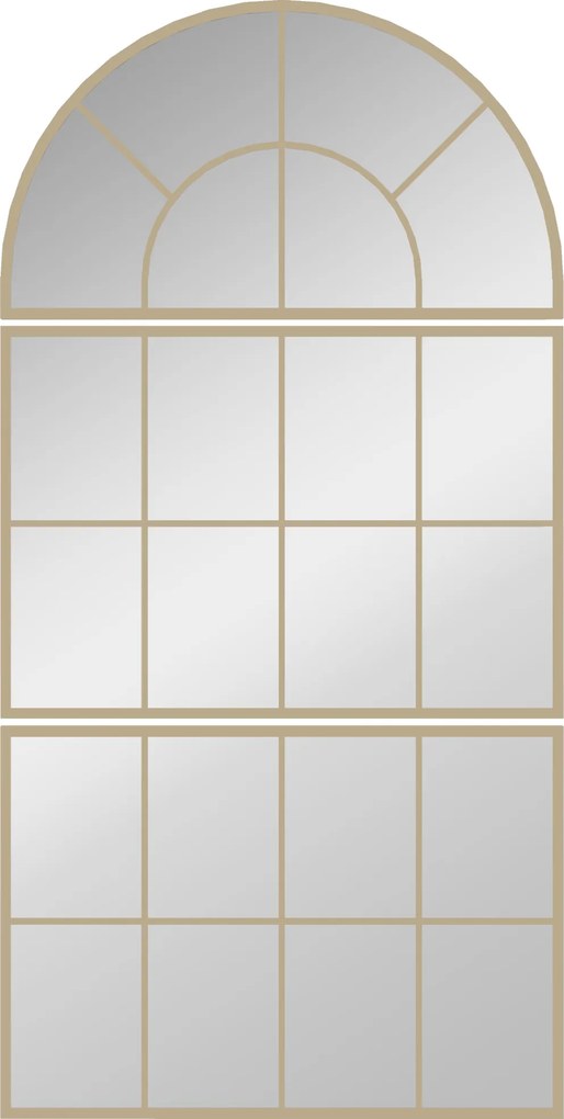 HOMCOM Espelho de parede arqueado espelho de parede em forma de janela conjunto de 3 peças estrutura em metal 76 x 150 cm dourado | Aosom Portugal