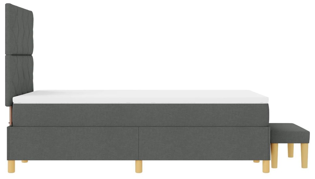 Cama Box Spring com Colchão e Banco Cinza Escuro 120x200 cm Tecido