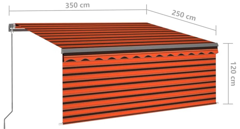 Toldo retrátil manual com estore 3,5x2,5 m laranja/castanho