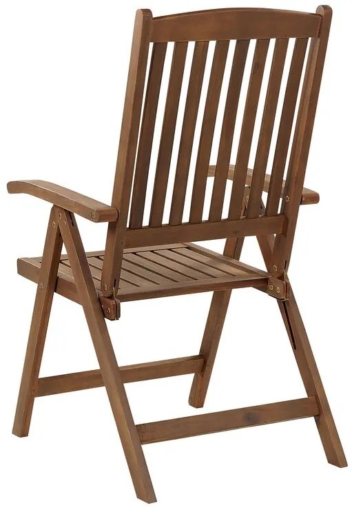 Conjunto 6 cadeiras de jardim em madeira escura de acácia com almofadas taupe AMANTEA Beliani