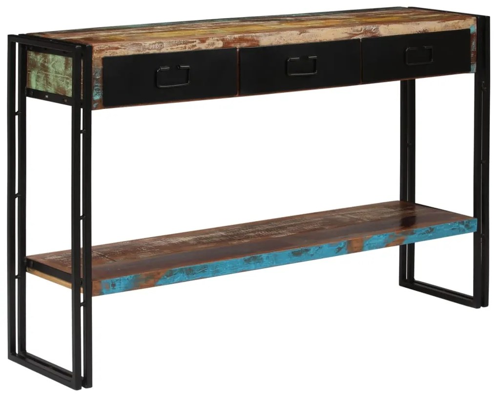 vidaXL Mesa consola em madeira recuperada maciça 120x30x76 cm