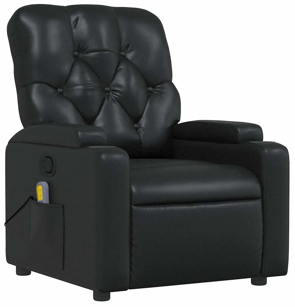 Poltrona de massagens reclinável couro artificial preto