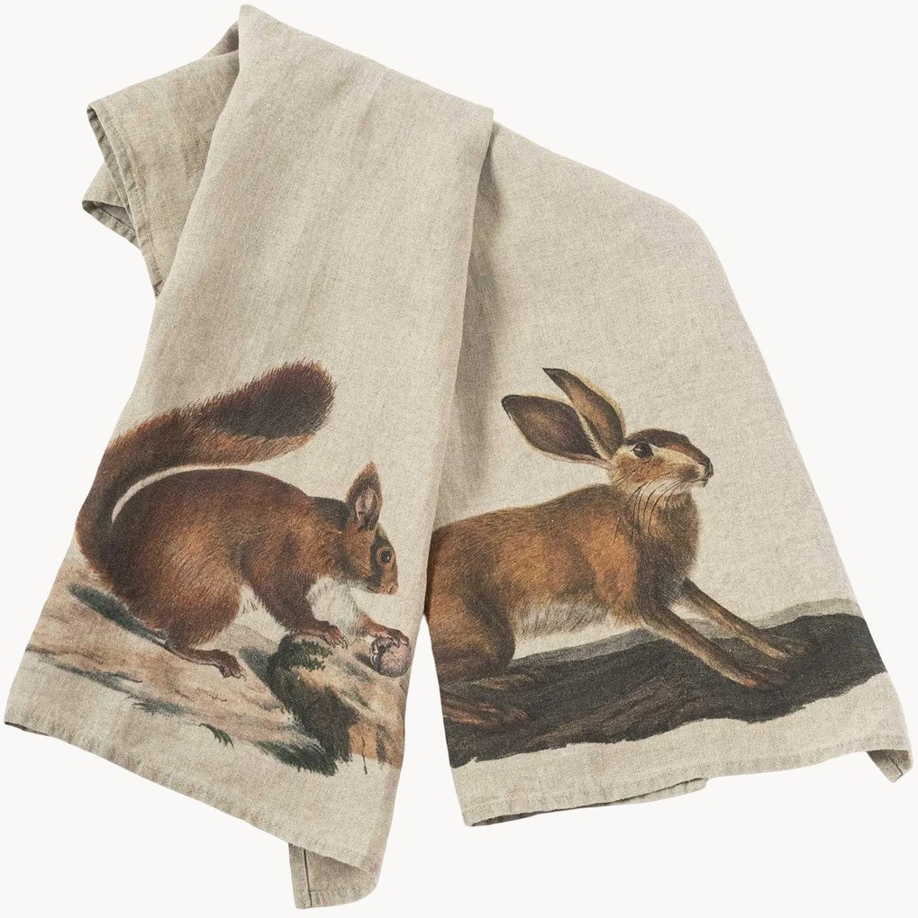 Panos de cozinha em linho Squirel & Hare, conjunto de 2