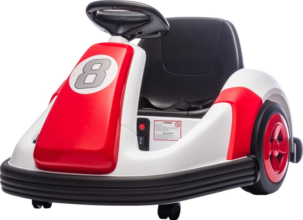 Carrinho de choque para crianças de 6 V, rotação de 360°, carro de choque elétrico para crianças 3-6 anos com motor duplo, música e buzina vermelho, b
