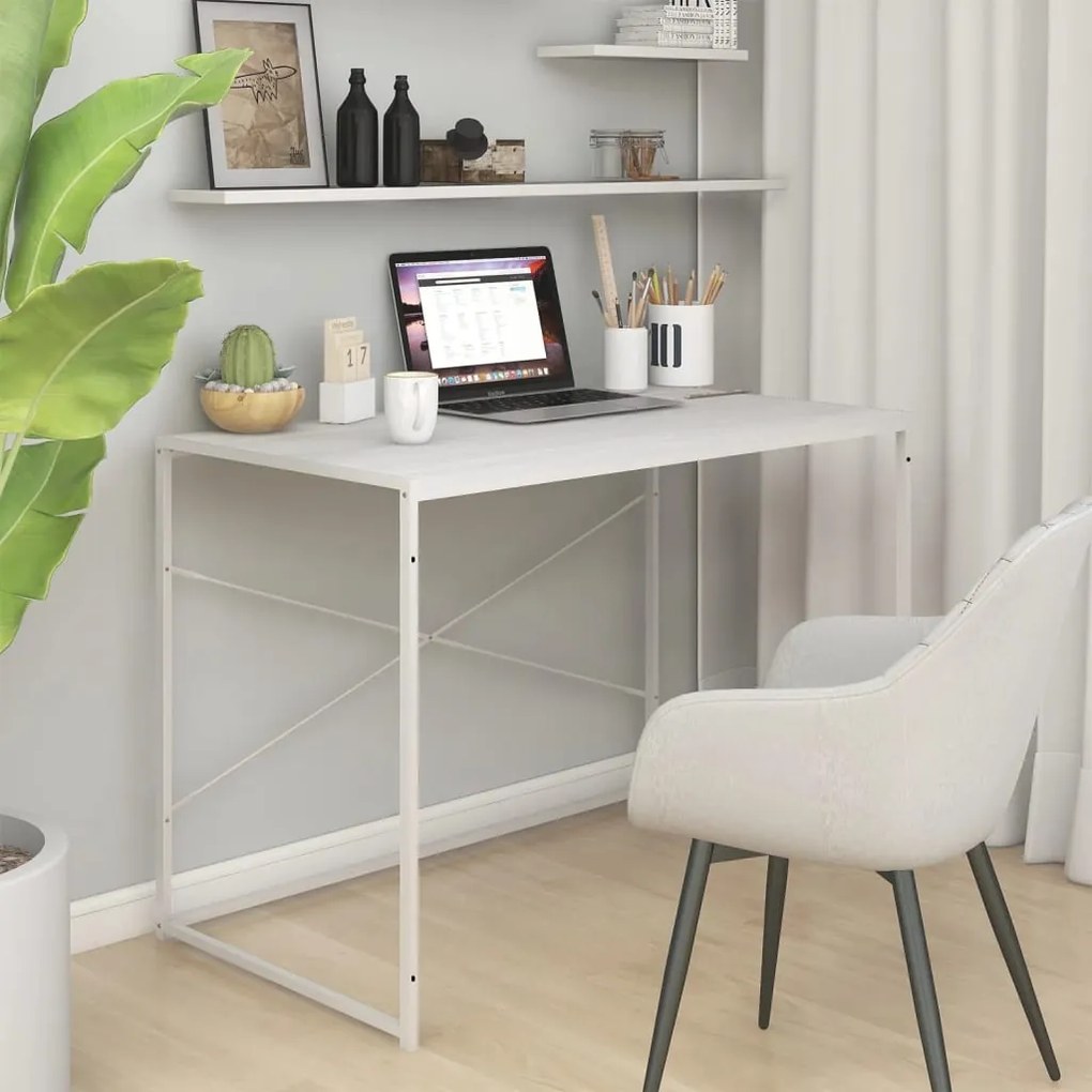 vidaXL Secretária computador 110x60x70 cm derivados madeira branco