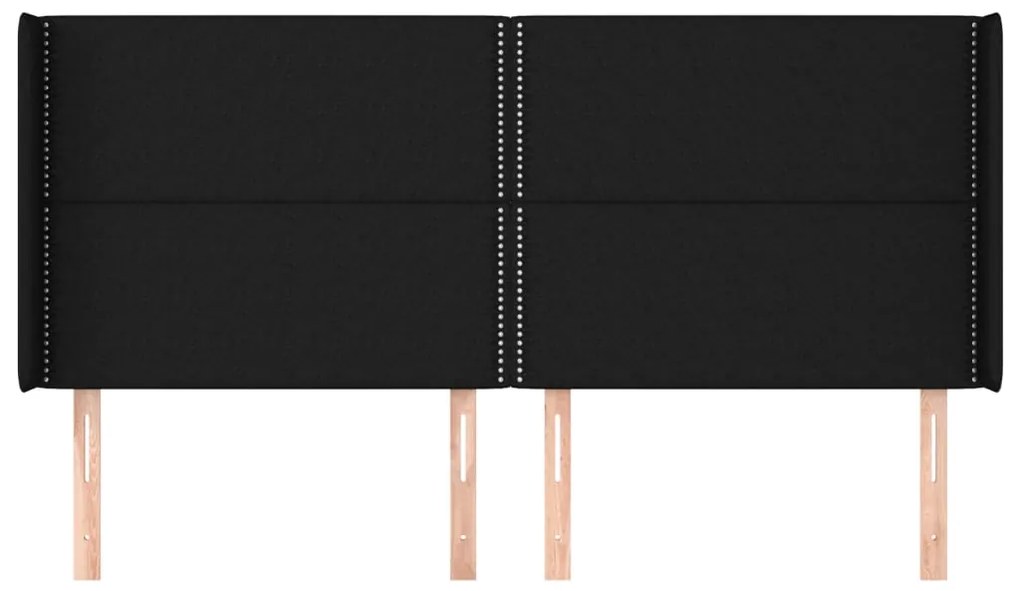 Cabeceira de cama c/ abas tecido 163x16x118/128 cm preto