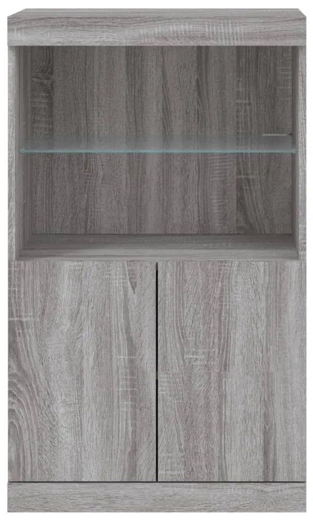 Aparador com luzes LED 60,5x37x100 cm cinzento sonoma
