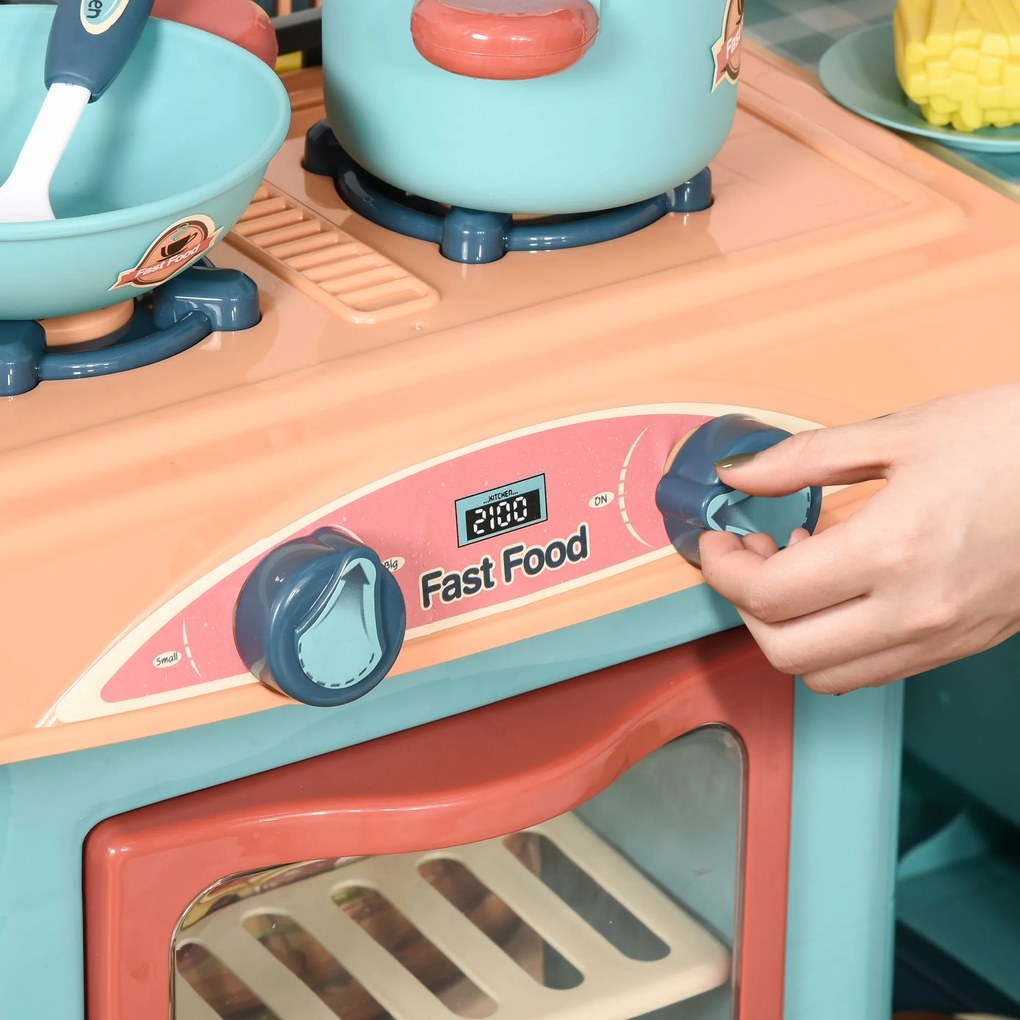 HOMCOM Cozinha de Brinquedo para Crianças de 3 a 6 Anos Cozinha Infant