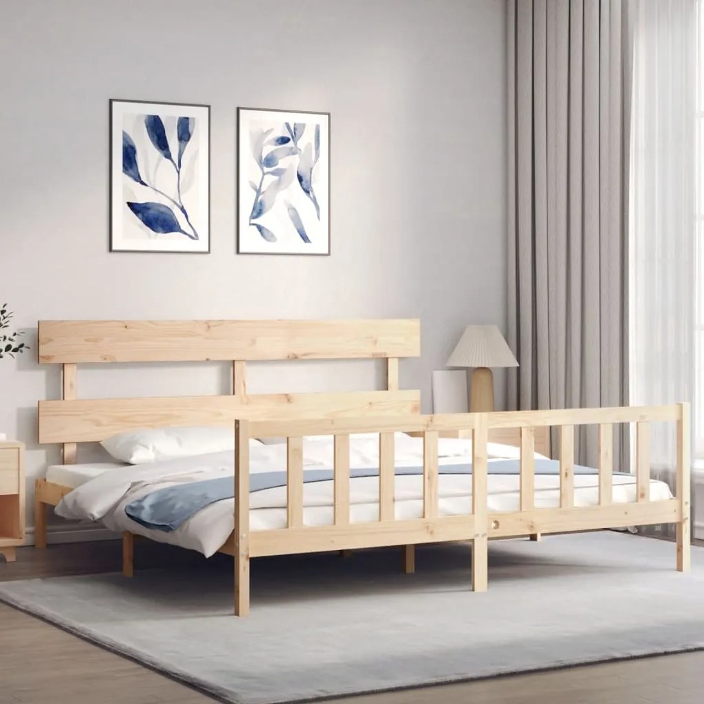 Estrutura de cama Super King Size com cabeceira madeira maciça