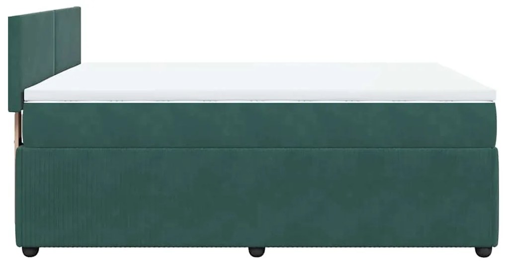 Cama com molas/colchão 140x200 cm veludo verde-escuro