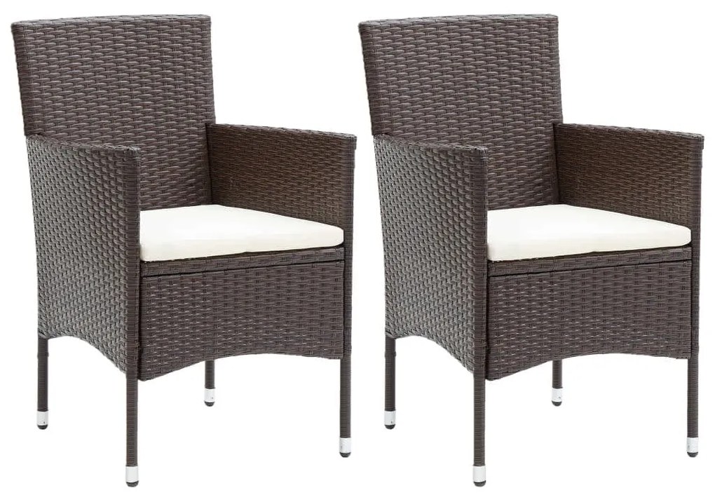3 pcs conjunto jantar p/ jardim c/ almofadões vime PE castanho