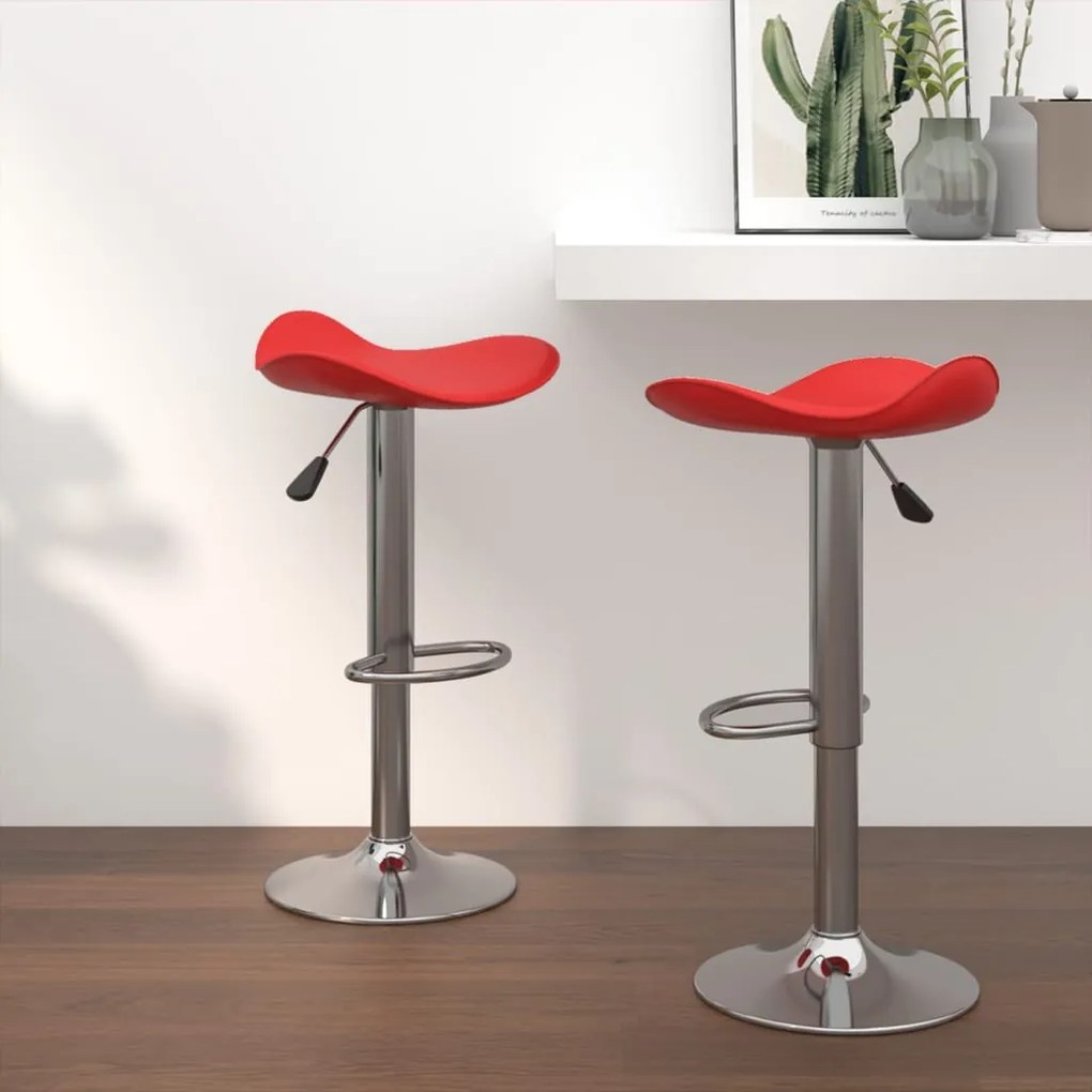 vidaXL Bancos de bar 2 pcs aço cromado e couro artificial vermelho
